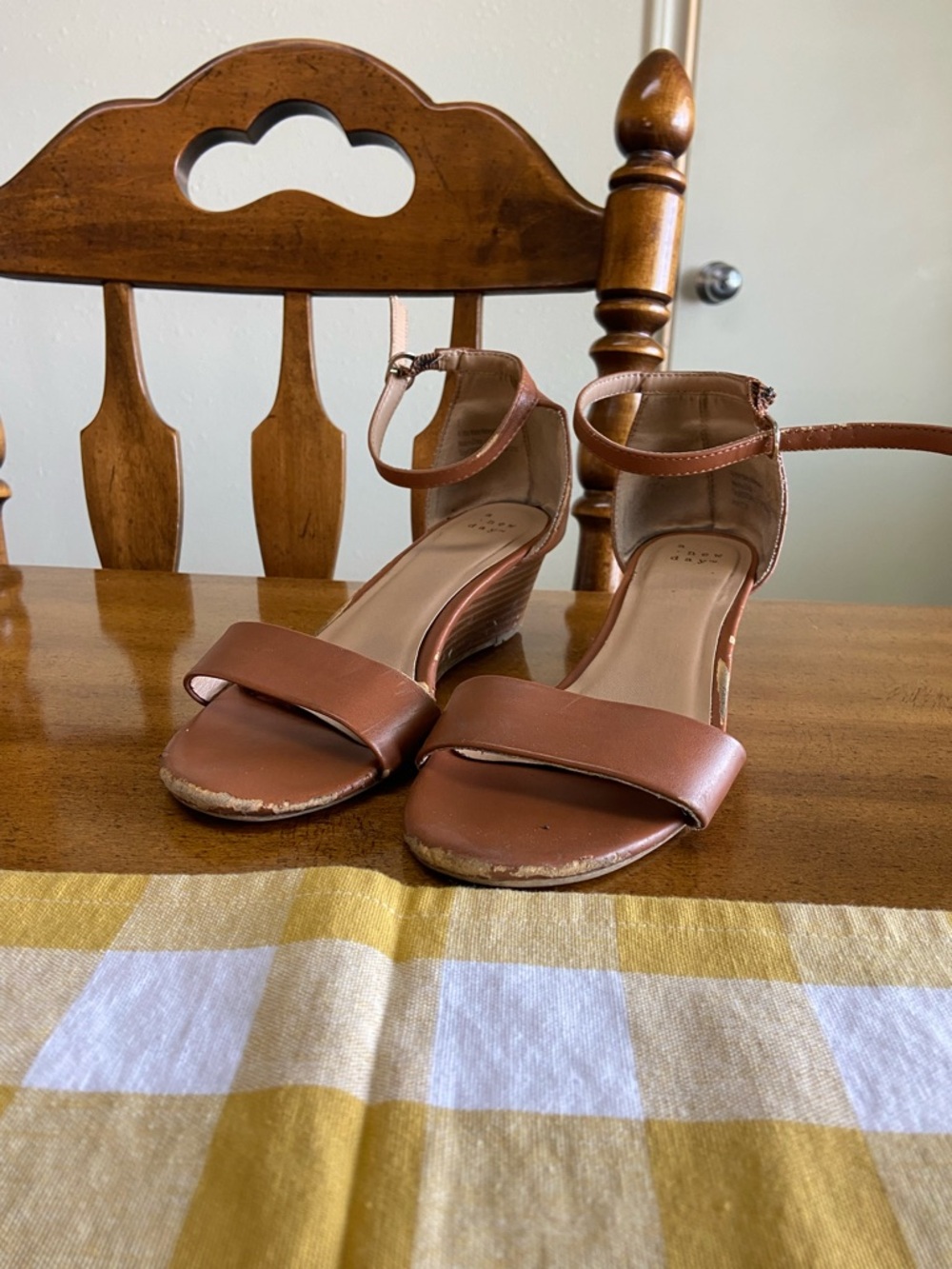 a new day Brown Ankle-Strap Wedge Sandals